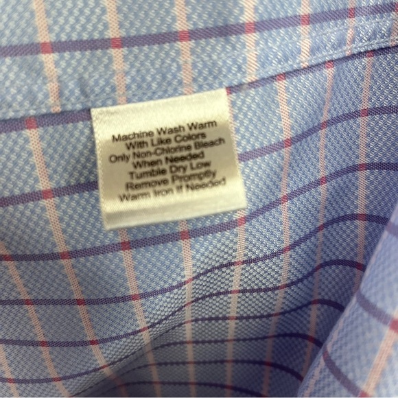 Pronto Uomo Blue Plaid Non Iron Button Long Sleeve Dress Shirt - Picture 9 of 9